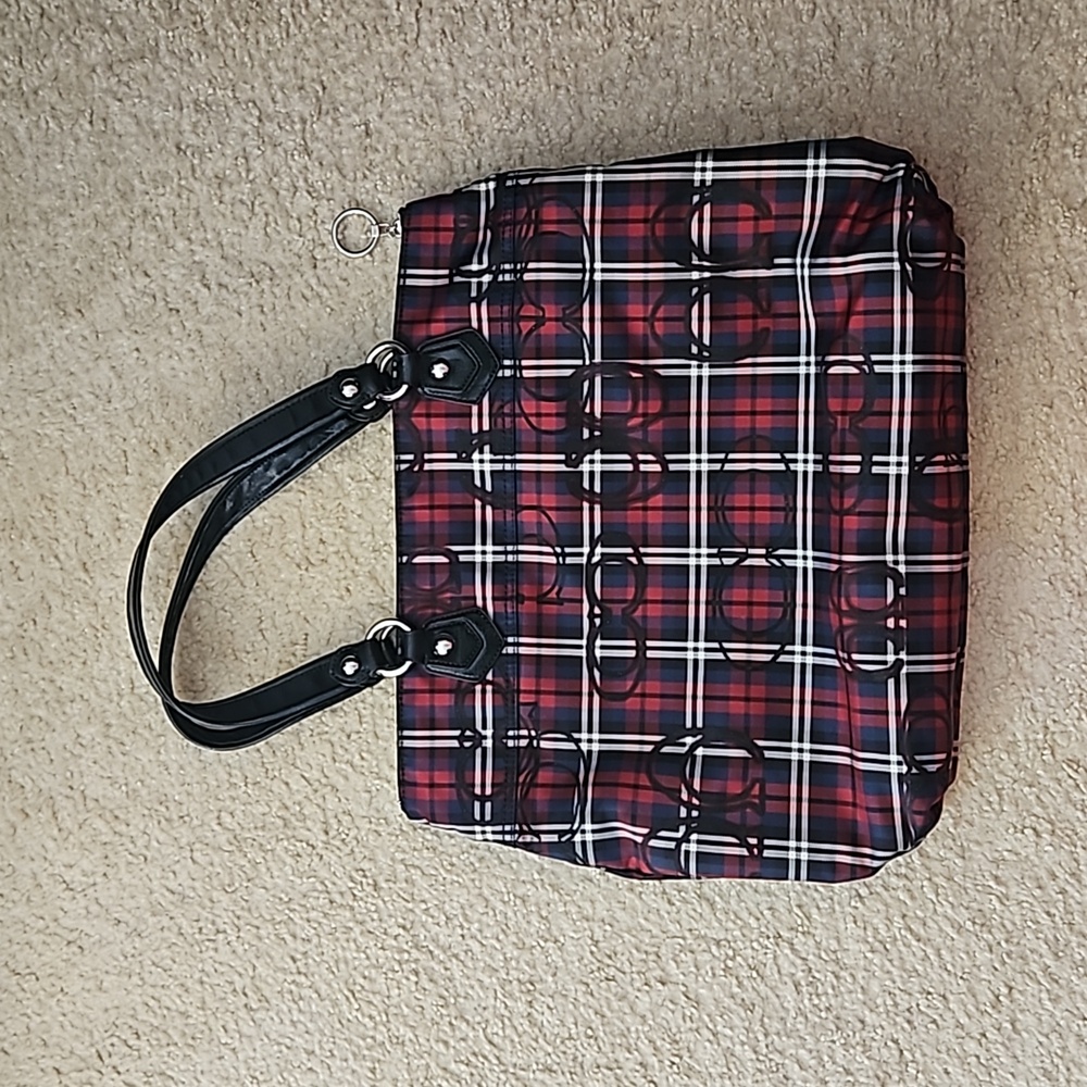 Coach Red and Black Plaid Handbag - Picture 2 of 3
